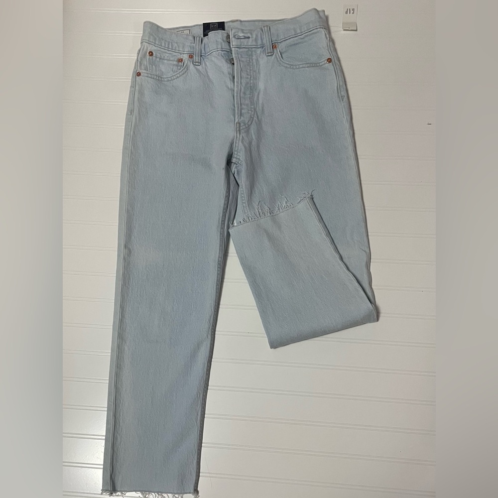 GAP Womens Light Blue Straight High Rise Jeans